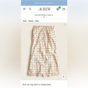 J crew mixed dots pull on slip skirt NWT